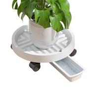 MEHWSAR Soucoupe roulante for jardinières avec roulettes et bac de Drainage, Support à roulettes for Pots de Fleurs, Chariot Rond for Plantes d'intérieur et d'extérieur(Bianco,30cm)
