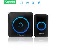 Meian sonnette de maison intelligente sonnette de sécurité sans fil IP65 étanche sonnette de porte extérieure 60 chansons 5 Volume réglable carillon Kit 1Button 2Bell-Black