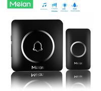Meian-sonnette sans fil extérieure, sonnette de bienvenue pour maison intelligente, sonnette de porte étanche IP65, Kit de carillon, sonnerie 60, alarme Flash LED 2Bell 1Button-Black