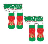 MEIBAOGE 1 paire de chaussettes de Noël pour chien antidérapantes douces et confortables pour les fêtes de fin d'année
