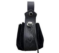 MEIBAOGE Ceinture portable vintage médiévale avec cordon de serrage, sac à dés, sac en cuir, porte-monnaie, Motif os noir, As Shown