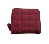 MEIBAOGE Petit portefeuille compact pour femme coréen à fermeture éclair avec broderie élégante porte-cartes en polyuréthane pour un usage quotidien, Rouge, Length 12cm