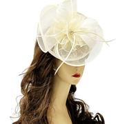 MEIBAOGE Pince à cheveux délicate médiévale en fil de plumes - Jolie épingle à cheveux pour Halloween, cosplay, fête médiévale - Beige