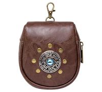 MEIBAOGE Pochettes médiévales en cuir PU en relief pour ceinture rétro pour Halloween, accessoire de costume, café, Length 12cm