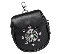 MEIBAOGE Pochettes médiévales en cuir PU en relief pour ceinture rétro pour Halloween, accessoire de costume, noir, Length 12cm
