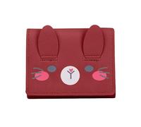 MEIBAOGE Porte-monnaie mignon pour étudiant de dessin animé, porte-cartes, portefeuille pratique et élégant pour femmes et filles, 11 x 2 x 8,5 cm, bordeaux