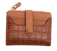 MEIBAOGE Porte-monnaie tendance en cuir synthétique pour femme - Petit portefeuille court - Porte-cartes - Fermeture éclair - 11,9 x 9 x 2,2 cm - Marron