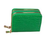 MEIBAOGE Portefeuille court décontracté en cuir synthétique avec motif gaufré pour femme avec étui de rangement à double fermeture éclair, vert, Length 12cm