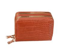 MEIBAOGE Portefeuille court décontracté en cuir synthétique avec motif gaufré pour femme avec étui de rangement à double fermeture éclair, marron, longueur 12 cm, Décontracté