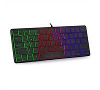 MEIBAOGE USB Filaire 60% Clavier Compact 64 Touches Petit Clavier mécanique rétro-éclairé rvb Offi Mute de Jeu Portable pour Les Joueurs sur PC, Clavier Filaire