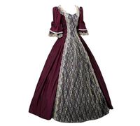 MEIbax 2024 Robe Rétro Médiévale Femme Victorienne Reine Costume Grande Taille Manches Trompette Costume Renaissance Gothique Robe de Soirée Cocktail Elegante Deguisement Halloween Carnaval Victorien