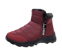 MEIbax Botte De Neige Femme Bottes De Neige Fourrure Doublure RandonnéE Imperméable Semelle AntidéRapant Bottines Boots De Trekking Outdoor Chaussures D'Hiver ExtéRieur (Wine, 41)