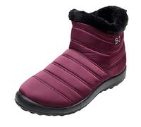 MEIbax Bottines Fourrées Femme Bottes Fourrure Doublure Chaude Imperméable Durable RandonnéE Bottines Semelle En Caoutchouc Chaussures D'Hiver Waterproof Chaussures éLéGante (Wine, 41)