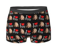 MEIbax Boxer Homme Personnalisé Saint-Valentin Caleçon Nouveauté Personnalise Homme sous-Vêtements avec Photo Original Drôles Visage Imprimé Calecon de Sport Cadeaux pour Anniversaire