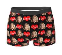 MEIbax Boxer Homme Personnalisé Saint-Valentin Caleçon Nouveauté Personnalise Homme sous-Vêtements avec Photo Original Drôles Visage Imprimé Calecon de Sport Cadeaux pour Anniversaire