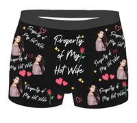 MEIbax Boxer Homme Personnalisé Saint-Valentin Caleçon Nouveauté Personnalise Homme sous-Vêtements avec Photo Original Drôles Visage Imprimé Calecon de Sport Cadeaux pour Anniversaire