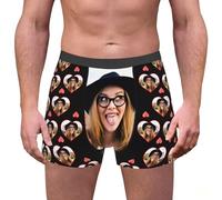 MEIbax Boxer Homme Personnalisé Saint-Valentin Caleçon Nouveauté Personnalise Homme sous-Vêtements avec Photo Original Drôles Visage Imprimé Calecon de Sport Cadeaux pour Anniversaire