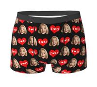 MEIbax Boxer Homme Personnalisé Saint-Valentin Caleçon Nouveauté Personnalise Homme sous-Vêtements avec Photo Original Drôles Visage Imprimé Calecon de Sport Cadeaux pour Anniversaire