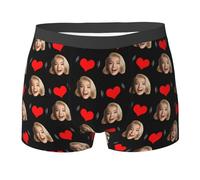MEIbax Boxer Homme Personnalisé Saint-Valentin Caleçon Nouveauté Personnalise Homme sous-Vêtements avec Photo Original Drôles Visage Imprimé Calecon de Sport Cadeaux pour Anniversaire