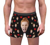 MEIbax Boxer Homme Personnalisé Saint-Valentin Caleçon Nouveauté Personnalise Homme sous-Vêtements avec Photo Original Drôles Visage Imprimé Calecon de Sport Cadeaux pour Anniversaire
