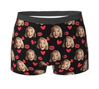 MEIbax Boxer Homme Personnalisé Saint-Valentin Caleçon Nouveauté Personnalise Homme sous-Vêtements avec Photo Original Drôles Visage Imprimé Calecon de Sport Cadeaux pour Anniversaire