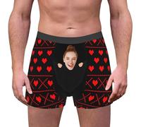MEIbax Boxer Homme Personnalisé Saint-Valentin Caleçon Nouveauté Personnalise Homme sous-Vêtements avec Photo Original Drôles Visage Imprimé Calecon de Sport Cadeaux pour Anniversaire