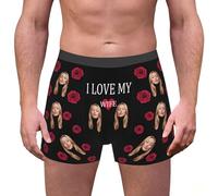 MEIbax Boxer Homme Personnalisé Saint-Valentin Caleçon Nouveauté Personnalise Homme sous-Vêtements avec Photo Original Drôles Visage Imprimé Calecon de Sport Cadeaux pour Anniversaire
