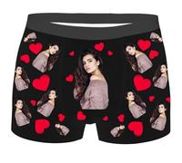 MEIbax Boxer Homme Personnalisé Saint-Valentin Caleçon Nouveauté Personnalise Homme sous-Vêtements avec Photo Original Drôles Visage Imprimé Calecon de Sport Cadeaux pour Anniversaire