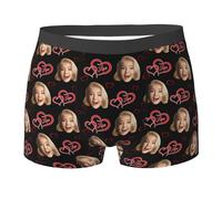 MEIbax Boxer Homme Personnalisé Saint-Valentin Caleçon Nouveauté Personnalise Homme sous-Vêtements avec Photo Original Drôles Visage Imprimé Calecon de Sport Cadeaux pour Anniversaire