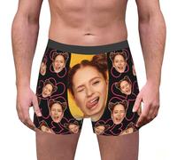 MEIbax Boxer Homme Personnalisé Saint-Valentin Caleçon Nouveauté Personnalise Homme sous-Vêtements avec Photo Original Drôles Visage Imprimé Calecon de Sport Cadeaux pour Anniversaire