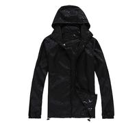 MEIbax Cape De Pluie Femme ImperméAble Veste De Pluie à Capuche Coupe Vent Ample SéChage Rapide Tops Avec Cordon De Serrage ImperméAbles Grandes Tailles Pour Sport Running (Black, L)