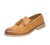 MEIbax Chaussure Homme Ville Derby Chaussures Oxfords Business Chaussures De Loisirs Low Dressing Vintage Ajustement Confortable Couleur Unie Commercial pour Bureau Formelles (Yellow, 43)