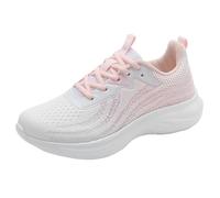 MEIbax Chaussures Femme Sneakers de Marche Baskets à Lacets en Maille - avec Coussin d'air Orthopédiques - Antidérapantes pour Jogging Gym Outdoor et Casual (White, 36)