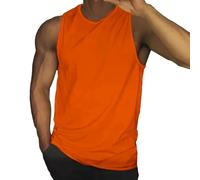 MEIbax Débardeurs Homme Basic Tank Top Musculation Ete Sans Manches Séchage Rapide et Respirant Maillot de Corps Idéal pour Fitness et Gym et Running Jogging (Orange, XL)