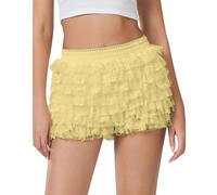 MEIbax Jupe en Tulle pour Femme Classique Jupe Ballet Taille Haute Courte en Tulle Jupon Vintage Moelleux Petticoat Jupe de Tutu Adolescent Parti Ballet Danse Fancy Dress Costume (Yellow, S)