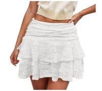MEIbax Jupe Tulle Ballet Tutu Danse Élastique Superposée Classique Danse Courte Jupe Mini Jupe Vintage Moulante Petticoat Skirt Tenue de Festival Costume de Danse de Ballet (White, S)