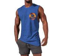 MEIbax Musculation Débardeurs de Fitness Homme Sport Bodybuilding Tank Tops Imprimé de Hawaii Séchage Rapide Respirant Chic Gilet sans Manches T-Shirt pour Gym (Blue, XXXXXL)