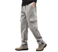 MEIbax Pantalon Cargo Homme en Coton Pantalon de Travail Polaire Chaud Hiver Grande Taille Pantalons de Survêtement Décontracté Thermique Doublés Elastique Multipoches Pantalons de Randonnée