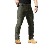 MEIbax Pantalon Cargo pour Homme Tactique Militaire RandonnéE Chasse Pants D’Automne avec Zip Et Boutons Poches Multiples Pantalon De Travail Combat Stretch Extensible (Green-B, XL)