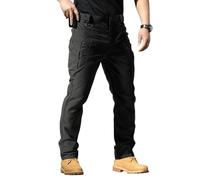 MEIbax Pantalon Cargo pour Homme Tactique Militaire RandonnéE Chasse Pants D’Automne avec Zip Et Boutons Poches Multiples Pantalon De Travail Combat Stretch Extensible (Black-B, M)