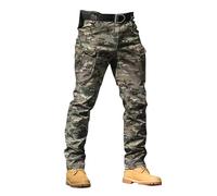 MEIbax Pantalon Cargo pour Homme Tactique Militaire RandonnéE Chasse Pants D’Automne avec Zip Et Boutons Poches Multiples Pantalon De Travail Combat Stretch Extensible (Camouflage-A, XL)