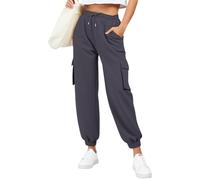 MEIbax Pantalon De Jogging Femme Cargo Léger Pantalon D'extérieur Été Jogging Multiples Poches Décontracté Et Chic Pants avec Cordon pour Outdoor Travail Et Loisirs Quotidiens (Dark Gray, L)