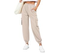 MEIbax Pantalon De Jogging Femme Cargo Léger Pantalon D'extérieur Été Jogging Multiples Poches Décontracté Et Chic Pants avec Cordon pour Outdoor Travail Et Loisirs Quotidiens (Beige, XL)