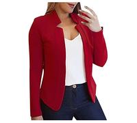 MEIbax Petit Blazer Femme Chic Élégant Manteau D'extérieur Mode Slim Veste à Manches Longues Avec Poches Grande Taille Pas Cher Casual Jacket Coat Tunique Cardigan Décontracté Automne Hiver, Rouge
