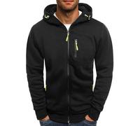 MEIbax Pull à Capuche Homme Uni Mode Casual Large Trendy Cordon Serrage Manches Longues Doux Confortable Respirant Anti-Usure pour Automne Hiver Weekend Café avec Amis Soirées (Black, XL)