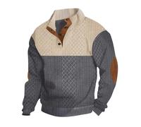 MEIbax Pull Homme en Tricoté Pullover Sweater Pull d'hiver Doux et Confortable Hauts avec Col Montant et Fermeture à Button Top Grande Taille Vêtement Actif Mode (b-Dark Gray, L)