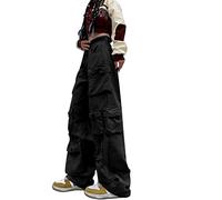 MEIbax Randonnée Femme Pantalon Cargo Pants Cargo Baggy Funky Trousers Ample RéGlable De Plein Air Pants De Trekking avec Poches VêTements Style Sportif pour Toutes Saisons (Black, L)