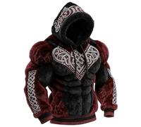 MEIbax Sweat à Capuche Homme en Velours Doux Optimisé Pullover Casual Manches Longues Chaud Confortable Trendy avec Poche Kangourou pour Automne Hiver Décontracté Sorties (Red, S)