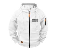 MEIbax Sweat à Capuche Homme Pullover Uni Grande Taille Oversize Manches Longues avec Cordon Ajustable Confortable pour Automne Hiver Streetwear (White, S)
