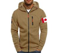 MEIbax Sweat à Capuche Homme Travail Pull avec Fermeture Éclair Colour Uni Gym Cardigan À Capuche Manches Longues Casual Durable Sweat pour EntraîNements Décontracté (Khaki, L)